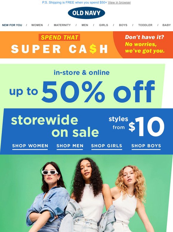Not kidding: Up to FIFTY PERCENT OFF storewide is inside