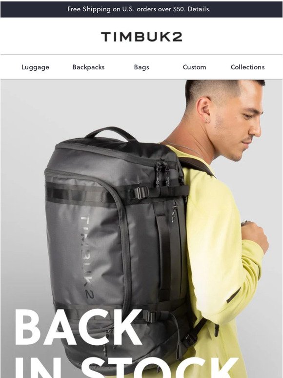  TIMBUK2 Impulse Travel Backpack Duffel Bag, Jet Black