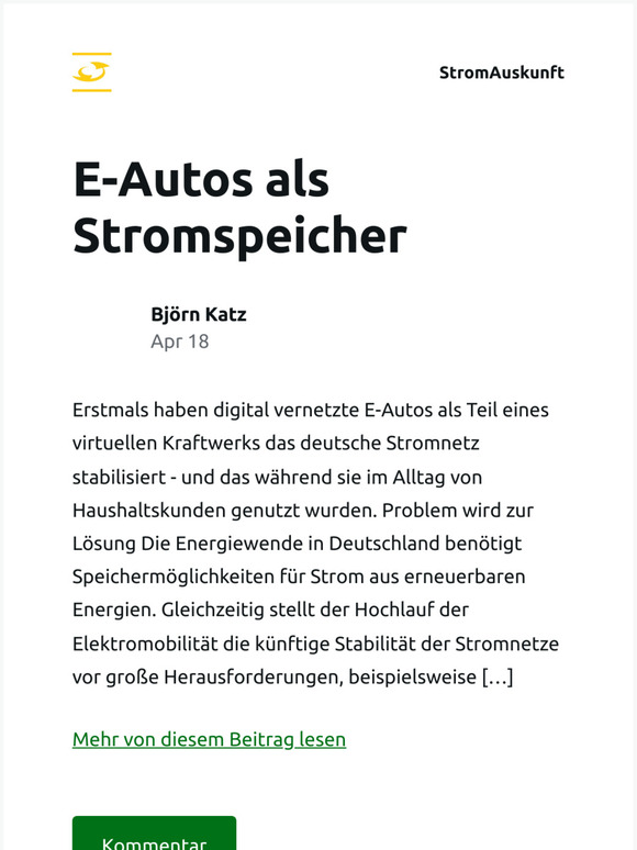 [Neuer Eintrag] E-Autos als Stromspeicher