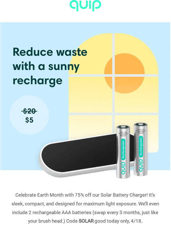 quip 🌞 Save 75 on Solar Charger for Earth Month Milled