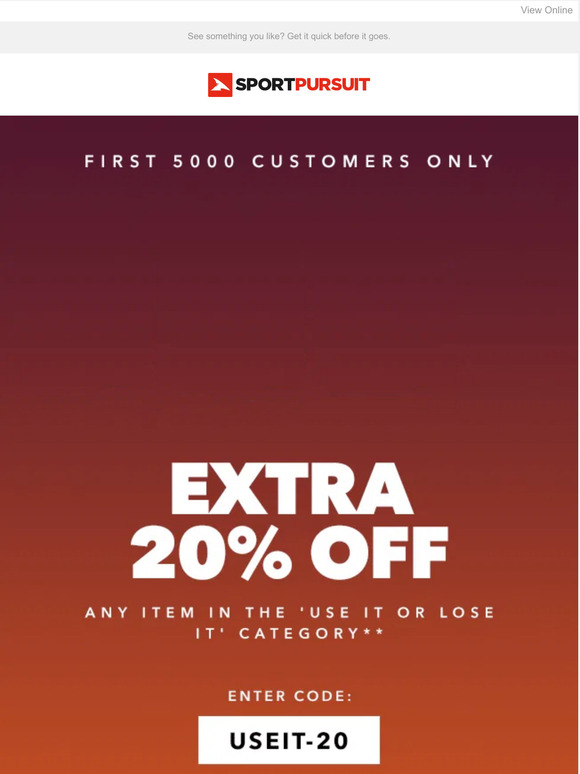 SportPursuit First 5,000 get an Extra 20 Off Milled