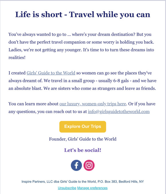 🗺 You're not getting any younger - why aren't you traveling like you dreamt you would?