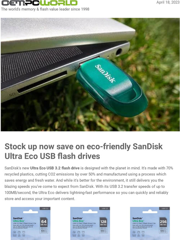 Stock up now and save on eco-friendly SanDisk Ultra Eco USB flash drives