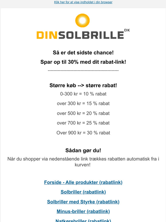 Sidste Udkald: Rabatkode til Solbriller