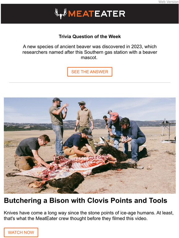 MeatEater Butchering a Bison with Clovis Points Milled