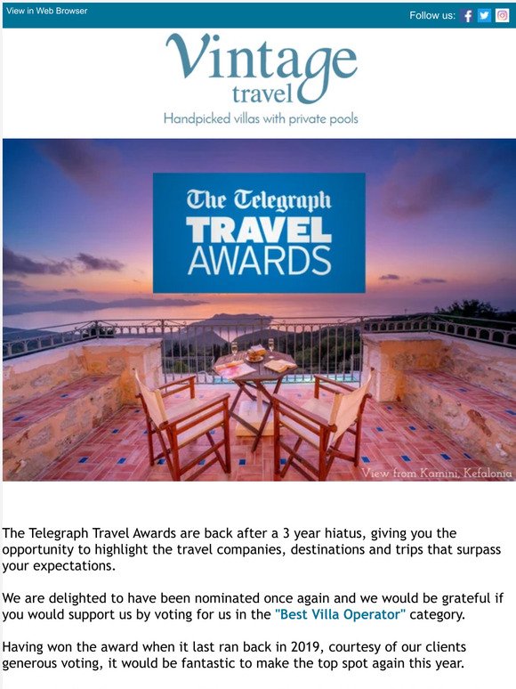 daily telegraph travel awards