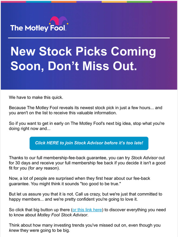 The Motley Fool New Stock Picks Coming Soon Don T Miss Out Milled