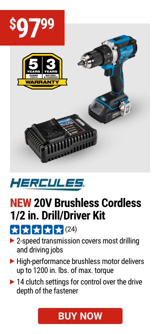 HERCULES: 20V Brushless Cordless 1/2 in. Drill/Driver Kit