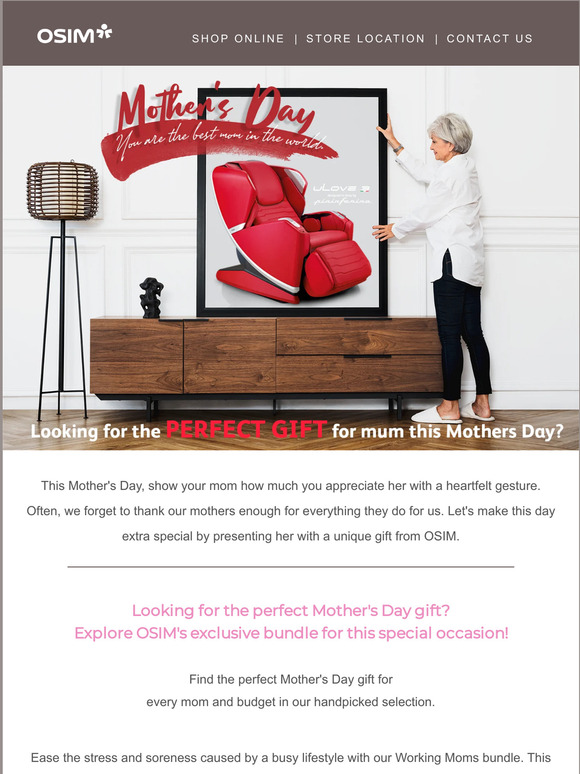 Make your mom feel special this Mother's Day with OSIM's gift bundles!