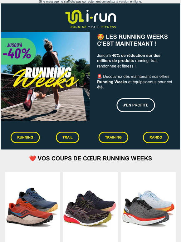 Jusqu'à -40% pour les Running Weeks