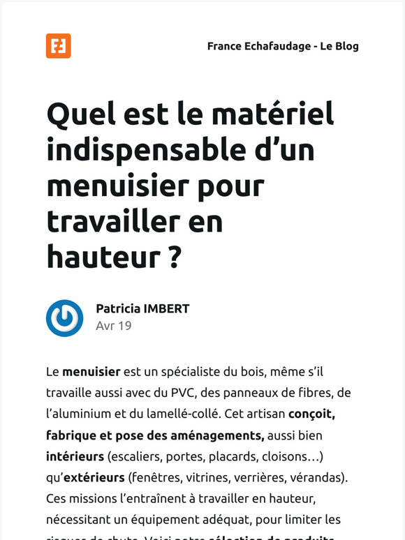 [Nouvel article] Quel est le matériel indispensable d’un menuisier pour travailler en hauteur ?