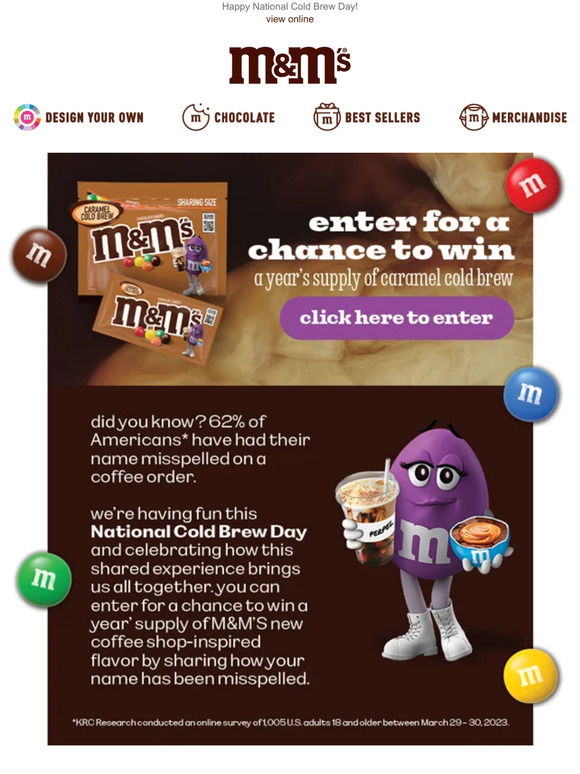 M&M's to give away year's supply of new caramel cold brew flavor