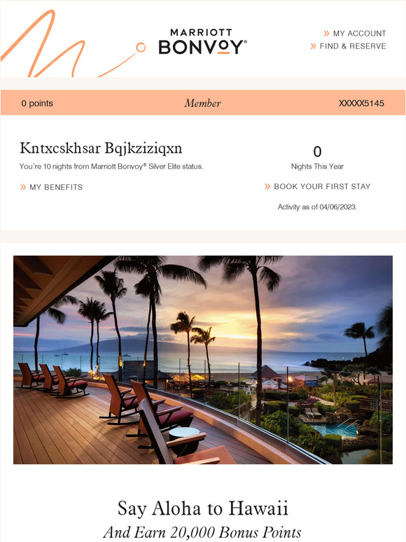 Your Marriott Bonvoy Account Update: Earn 20K Bonus Points in Hawaii