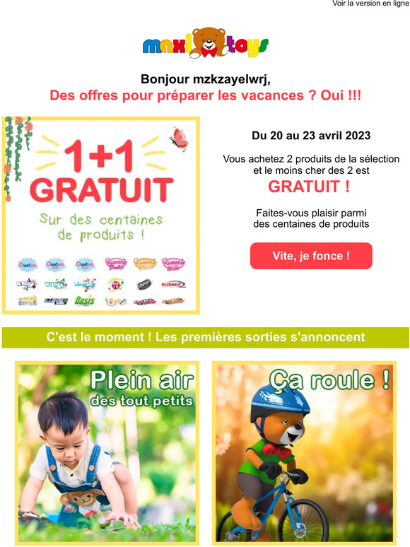 1+1 GRATUIT  sur des centaines de produits