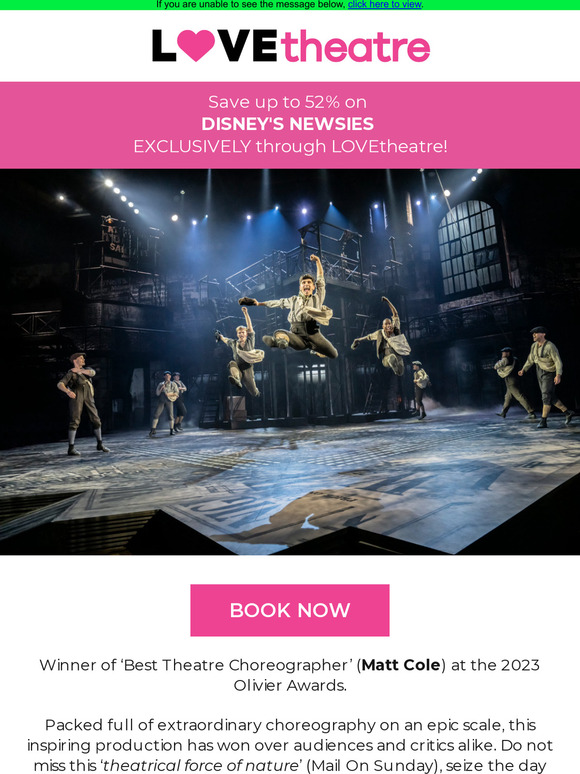 Save up to 52% on Newsies tickets