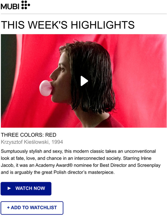 This week on MUBI: Watch Three Colors: Red