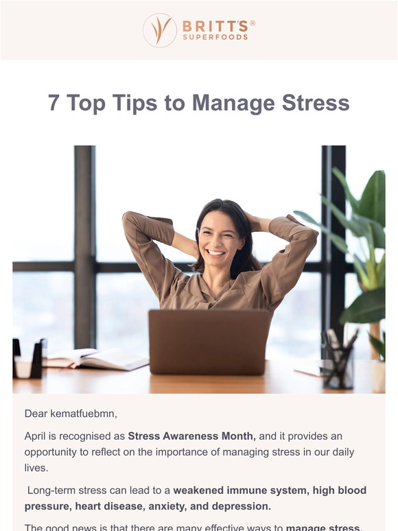 😊 7 Top Tips to Manage Stress 😊