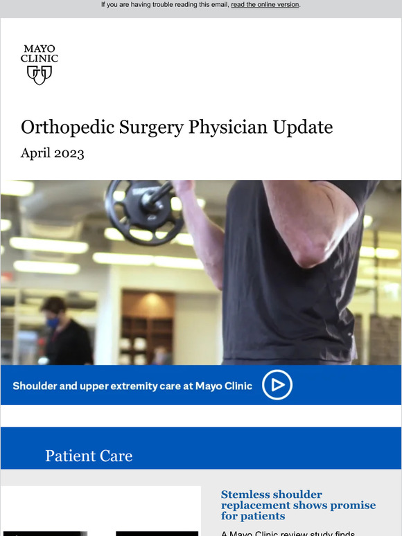 The Mayo Clinic Diet: Mayo Clinic Orthopedic Surgery Physician Update — April 2023 | Milled