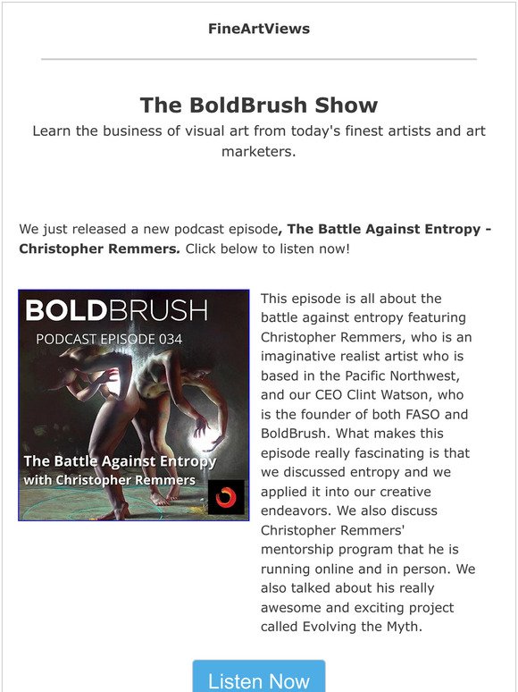 New Episode on The BoldBrush Show: The Battle Against Entropy - Christopher Remmers