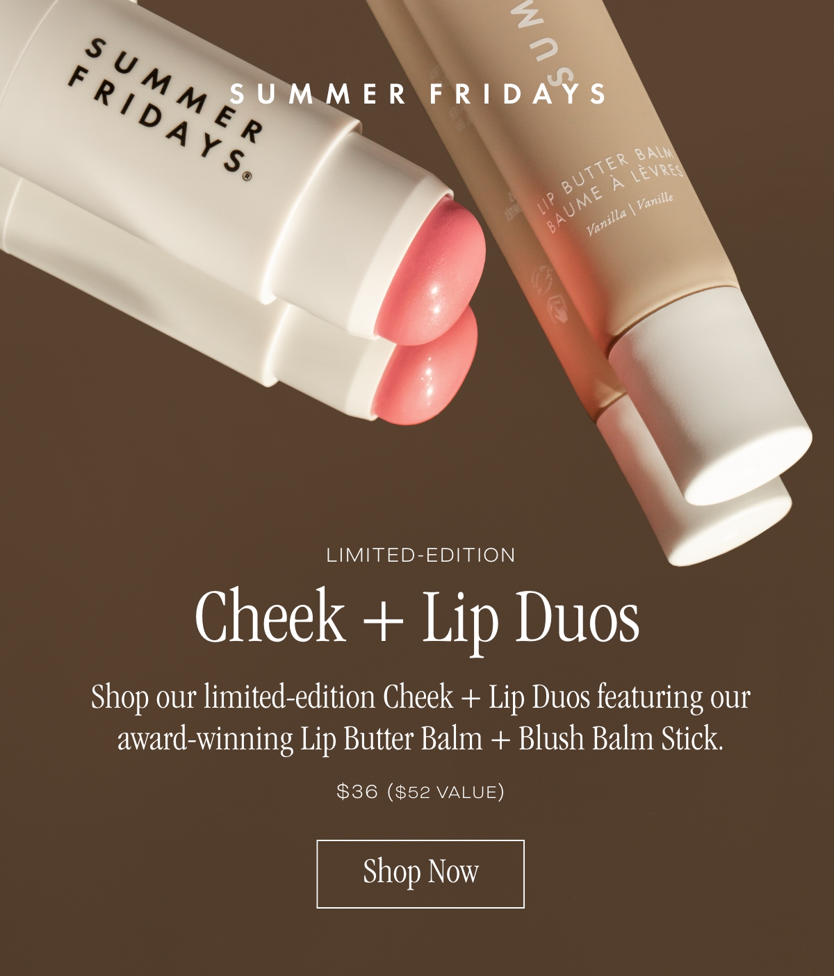 Summer Fridays NEW LimitedEdition Cheek + Lip Duos Milled