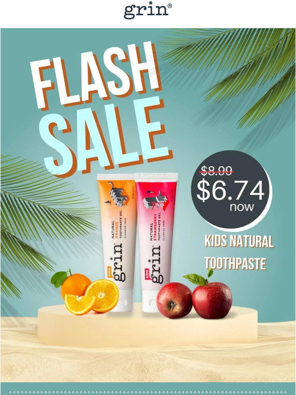 Grin Natural: ⚡️ Flash Sale ⚡️ 25% OFF Grin Kids Toothpaste | Milled