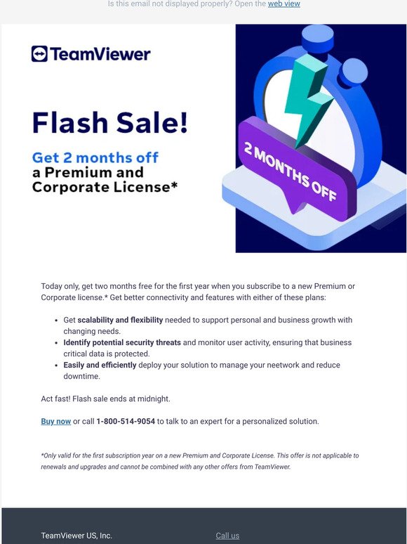Today only! Get 2 months off of select TeamViewer licenses. Details inside.