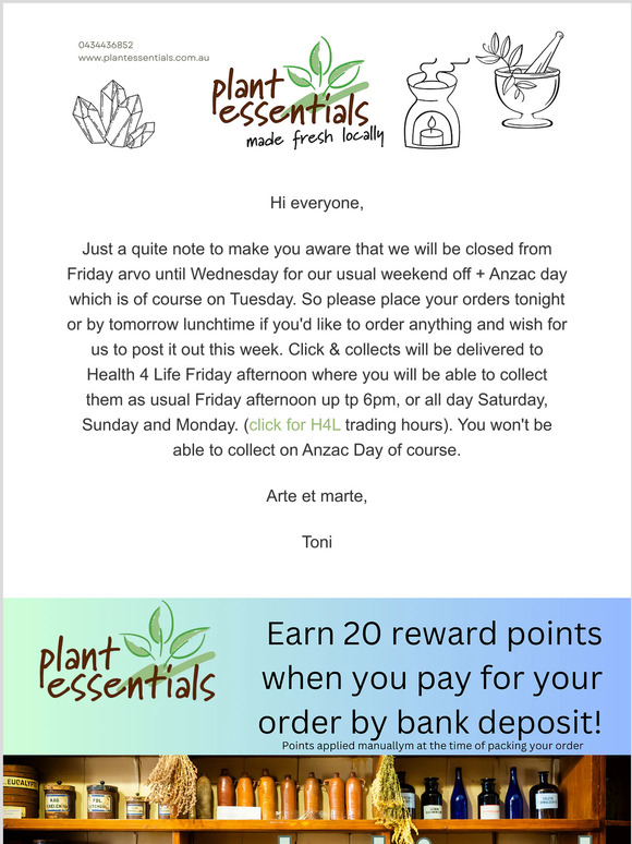 Plant Essentials - Last chance to order for click and collect or delivery until Wednesday