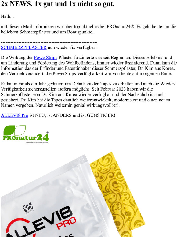 ▷ 2x News | Schmerzpflaster wieder da | Bonuspunkte noch bis 30.04.2023