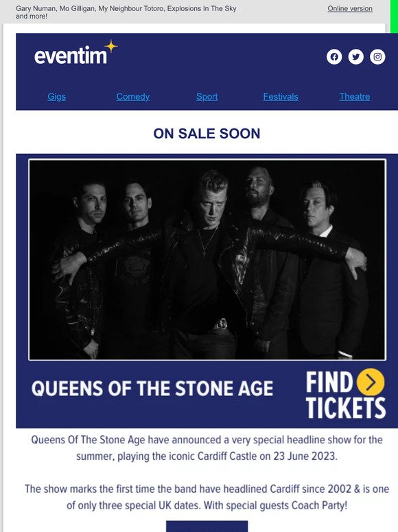 Queens Of The Stone Age, The World of Hans Zimmer, Freya Ridings, Cage Warriors...