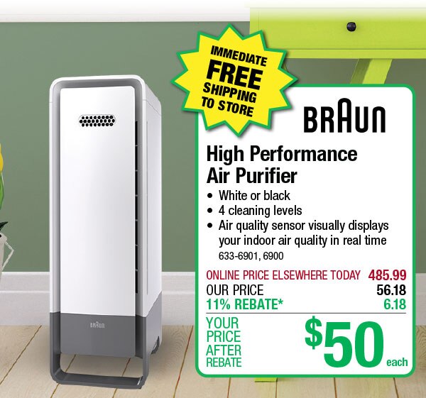 High Performance Air Purifier for only $50 after rebate*