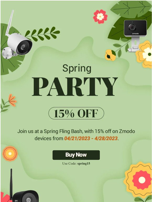 Spring Fling! Get 15% off sitewide from Zmodo!