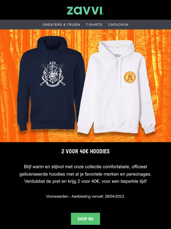 2 VOOR 40€ OP HOODIES MET LICENTIE 🔥