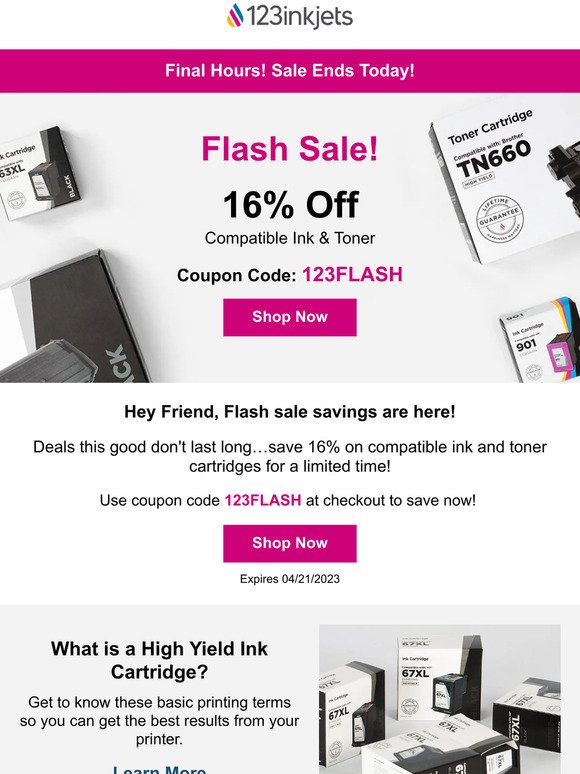 Too Good to Miss: 16% Off Compatible Ink & Toner