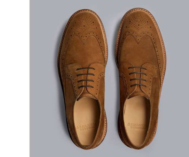 Nubuck Derby Brogue Shoes - Tobacco Brown