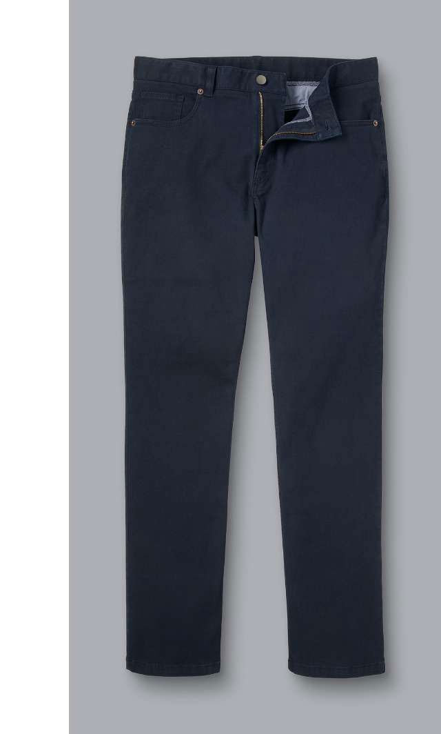 Cotton Stretch 5-Pocket Trousers - Dark Navy