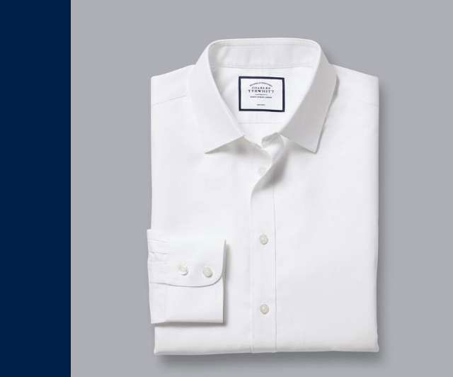 Non-Iron Herringbone Shirt - White