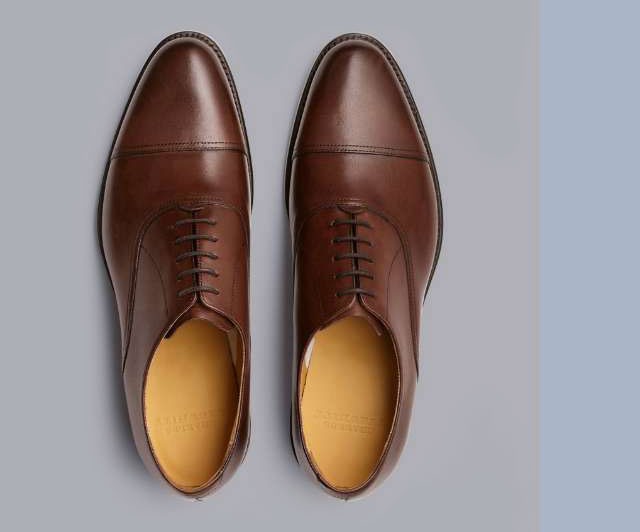 Leather Oxford Shoes - Chestnut Brown