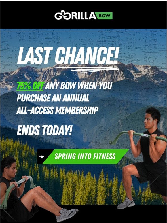 Last chance to save 75% off Gorilla Bow products