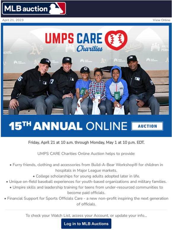 Umps Care Auction, Major League Baseball