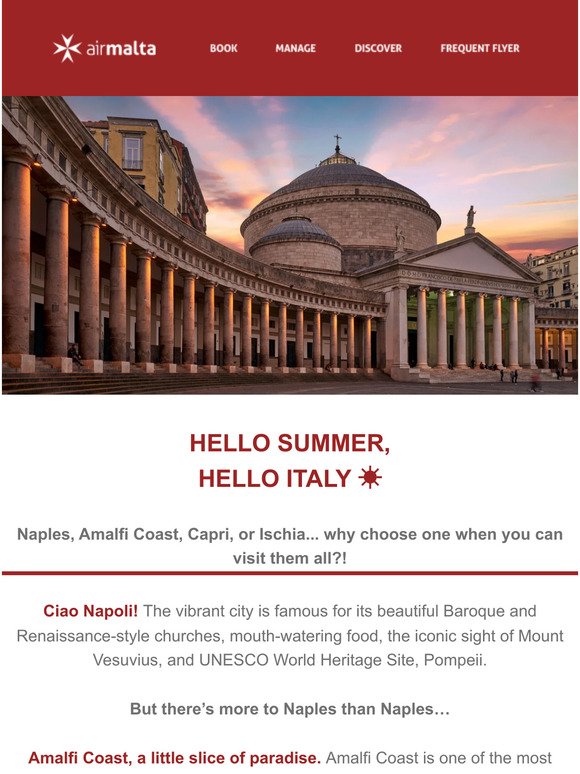 Dreaming of a Neapolitan summer getaway ☀ Starting from €62 one-way ✈
