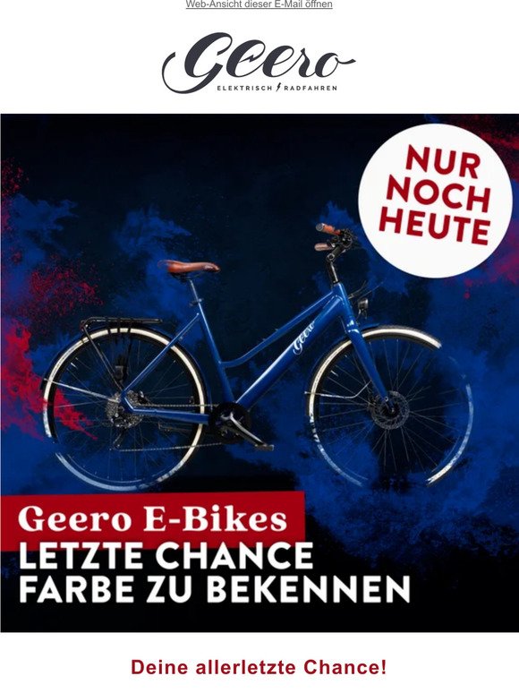 Allerletzte Chance⚡auf dein buntes Geero E-Bike!
