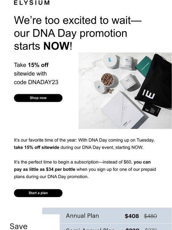The wait is over: 15% off for DNA Day 🧬