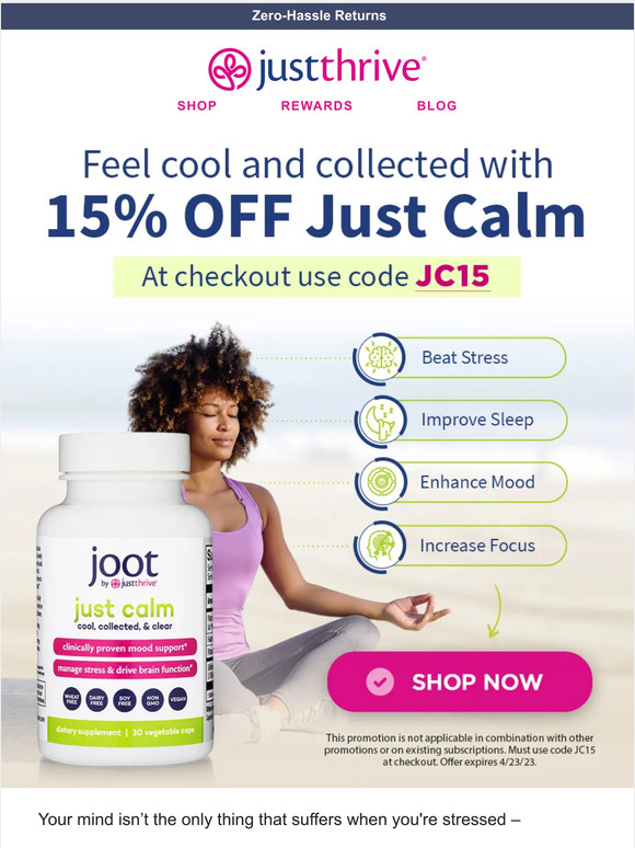 Keep calm and save 15% on Just Calm