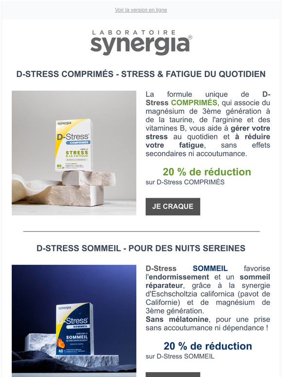 ⭐️ 20 % de réduction sur notre gamme phare D-Stress !