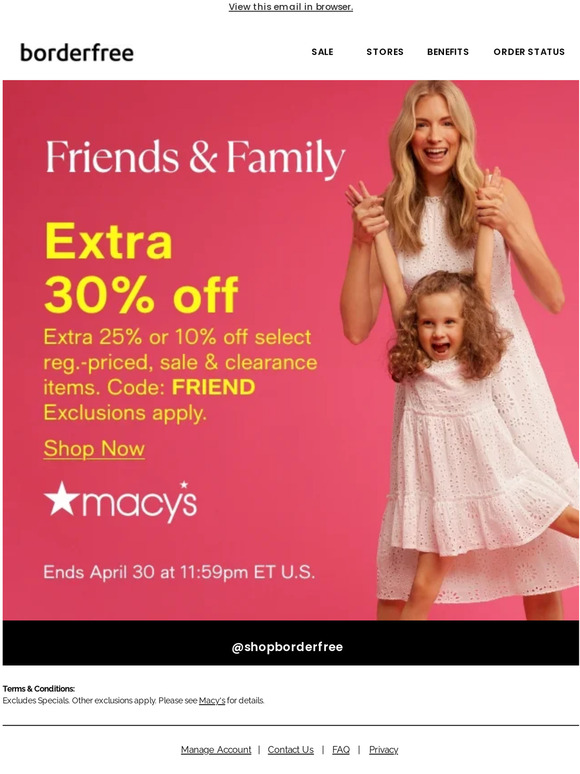 Macy's friends and family coupon sale 2020