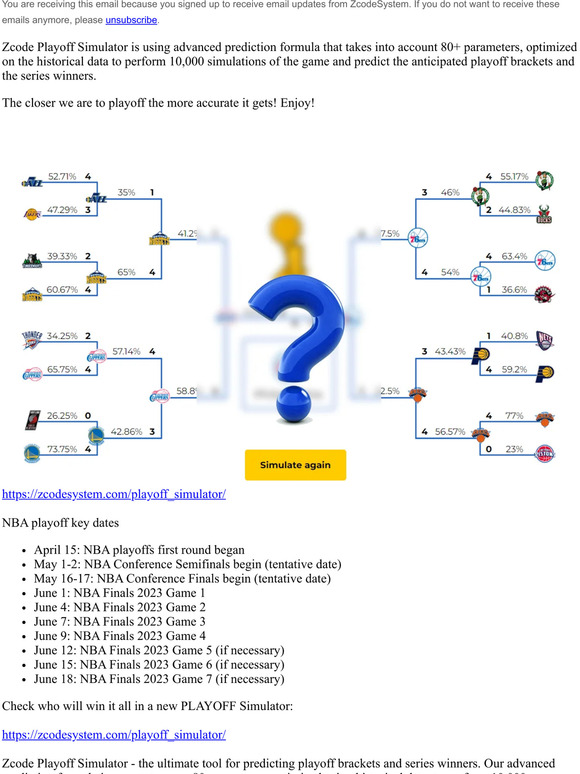 zcodesystem Simulate the NBA winners using NEW Playoff Simulator Milled