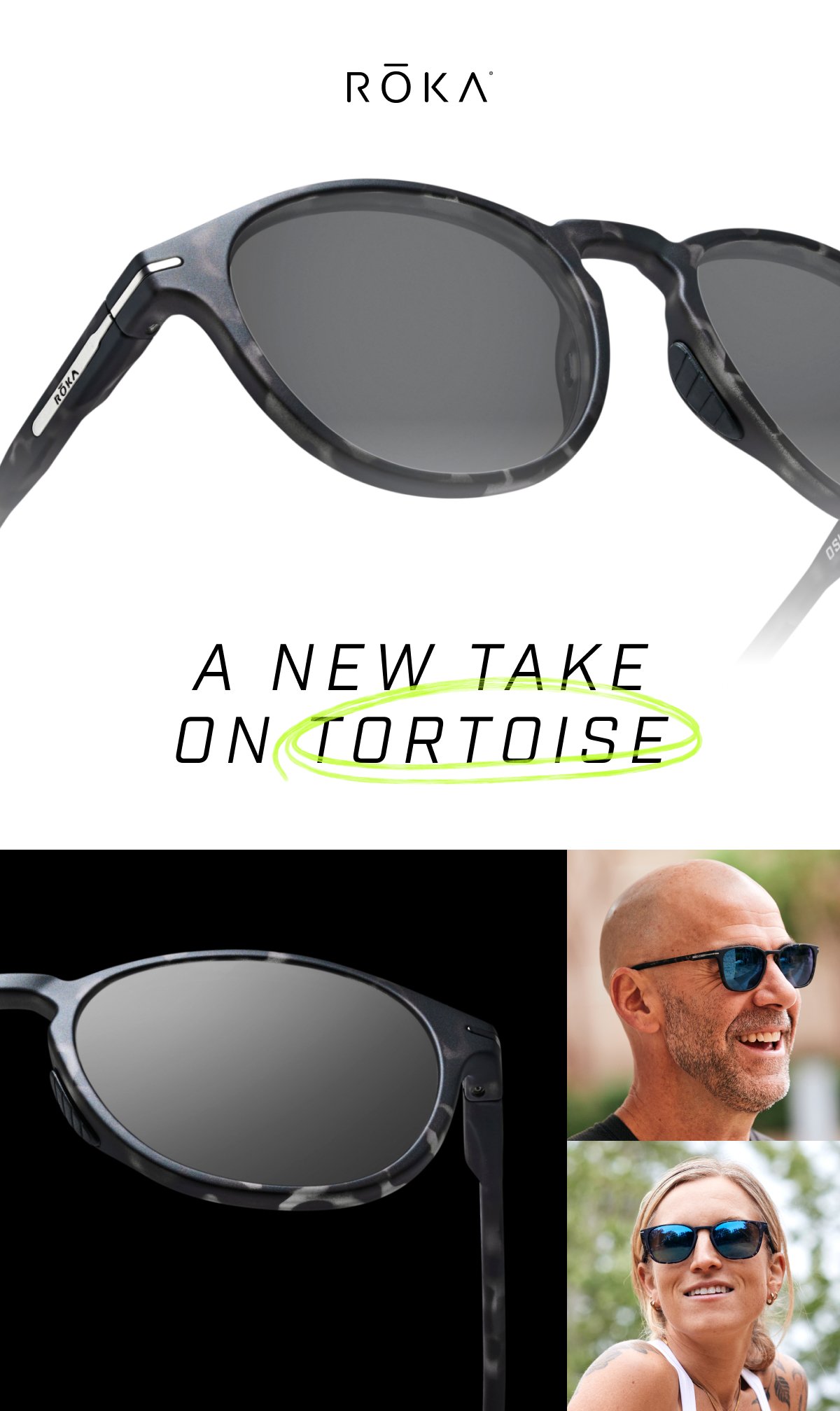 Roka Braker Eyeglasses in Crystal Ash / Black Tortoise