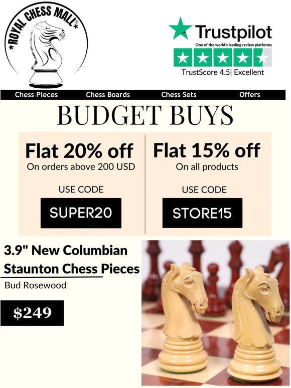Be Strategic & Save Money |  Royal Chess Mall® | Use Code: SUPER20
