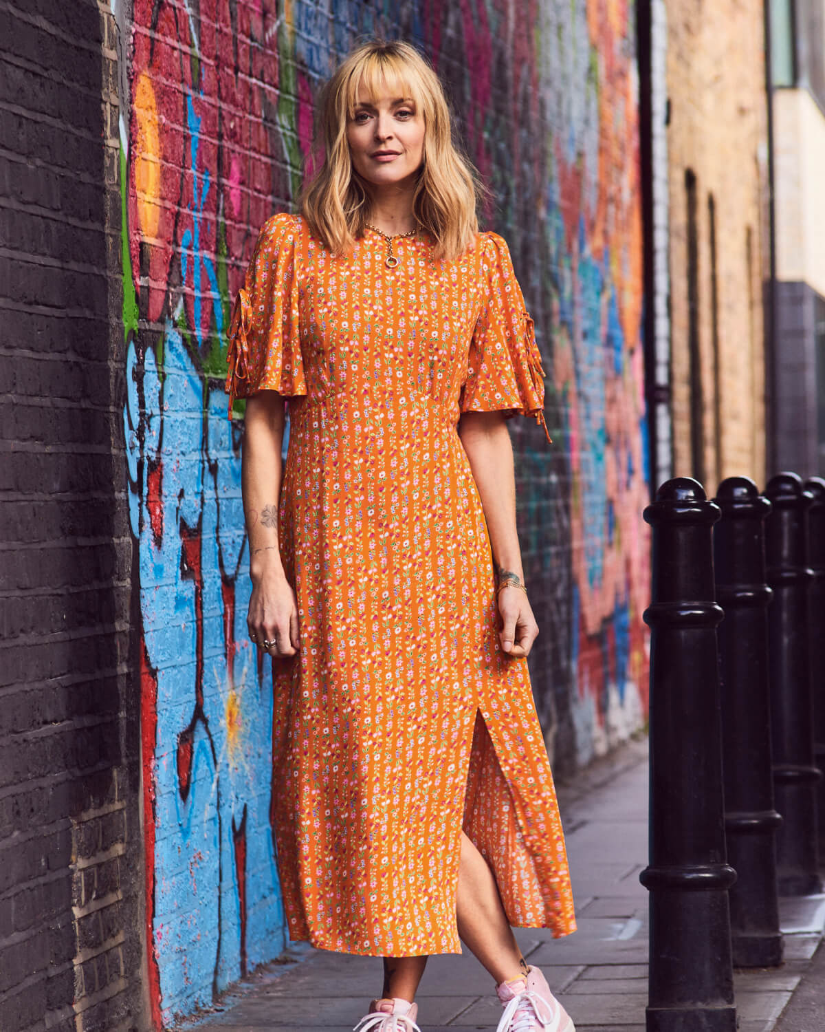 fearne-cotton-orange-stripe-floral-elka-midi-dress