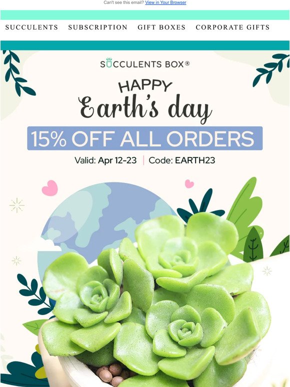 Celebrate Earth Day - 15% off Today!